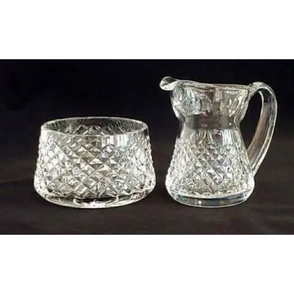 VINTAGE WATERFORD CRYSTAL ALANA OPEN SUGAR AND CREAMER (DISCONTINUED) New